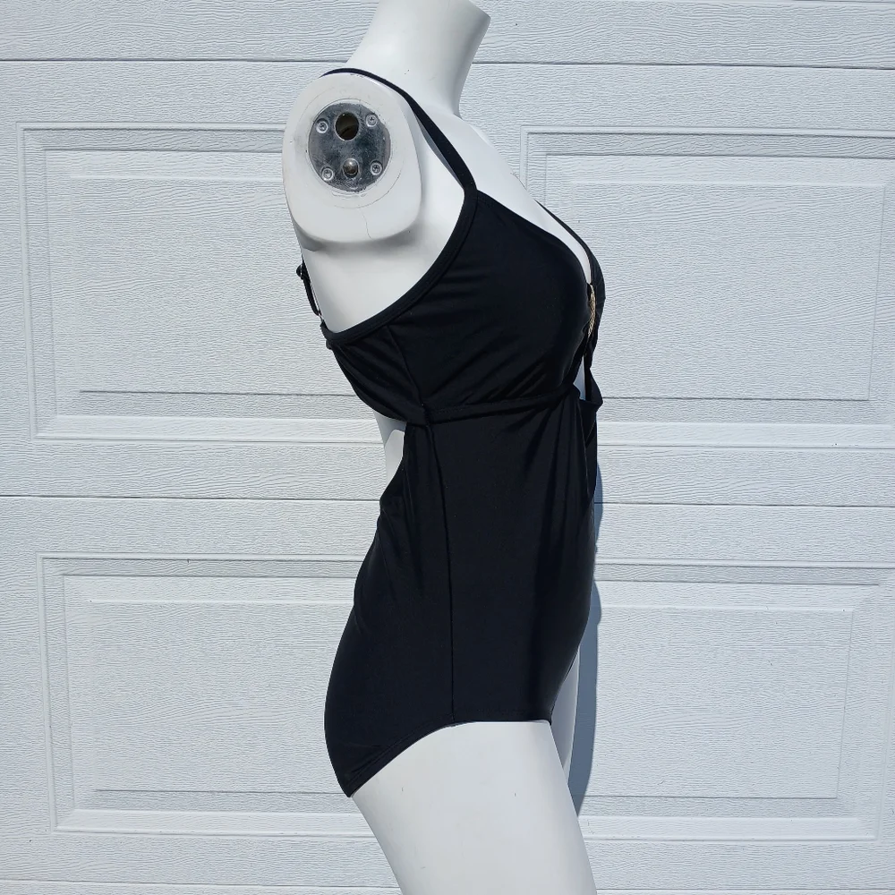 Apt. 9 Womens size M medium med Black One Piece Swimsuit Bathing Swim Suit